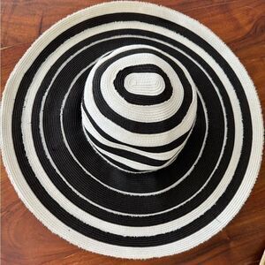 San Diego Hat Company 186046 Womens Stripes Sun Floppy Hat Black/White One Size